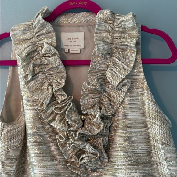 Kate Spade Gold Ruffle Mini Dress - Picture 2 of 3